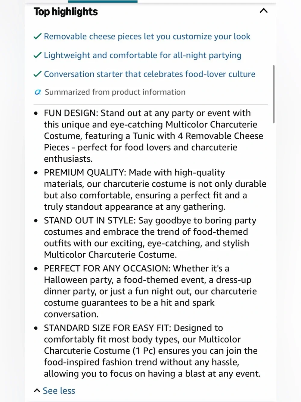 Amscan Charcuterie Board Costume - Adult Size Unisex - Picture 7 of 7